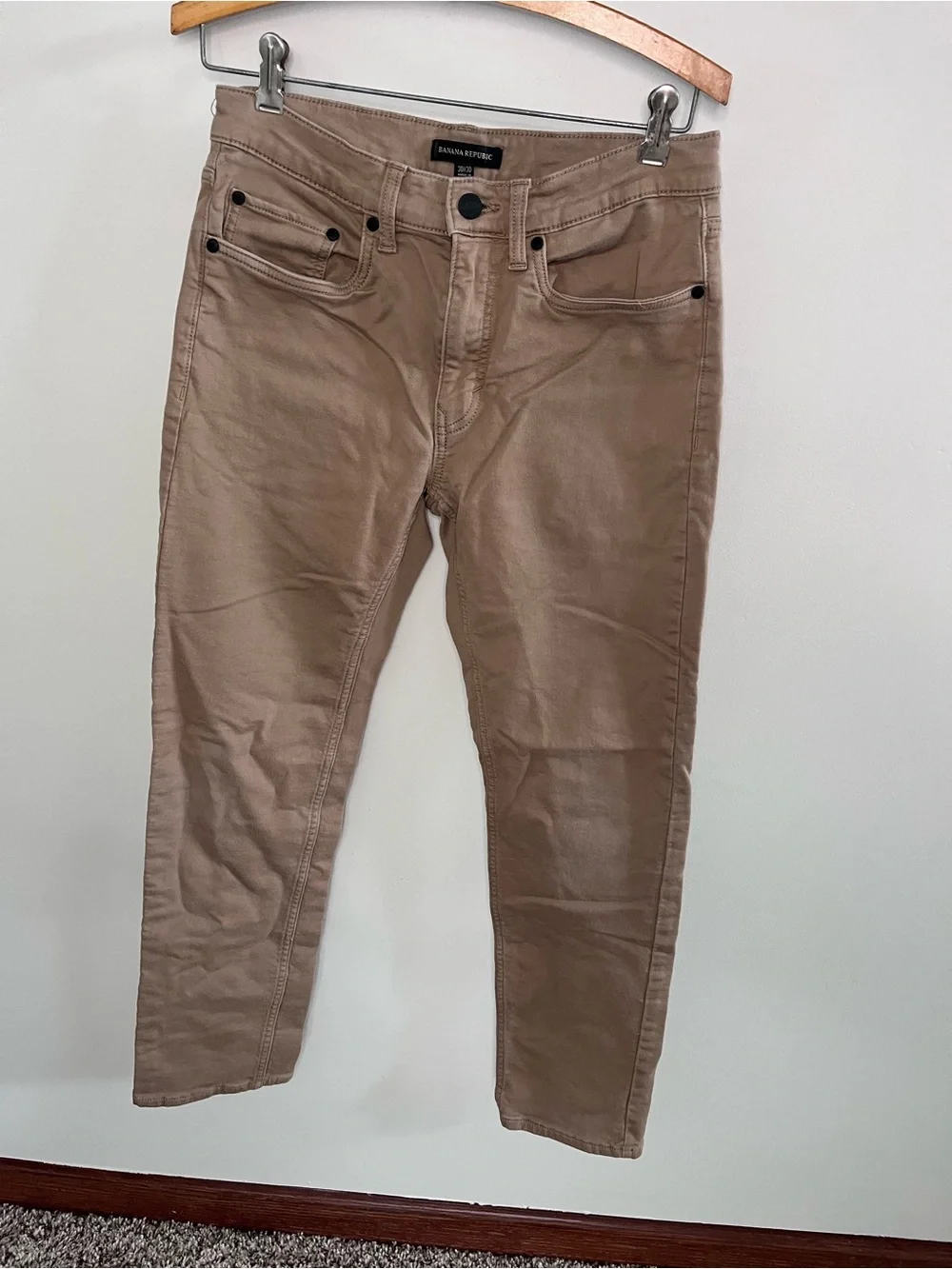 Banana Republic‎ Mens Traveler Pants 30x26 Tan Khaki Slim Fit Chino Jeans